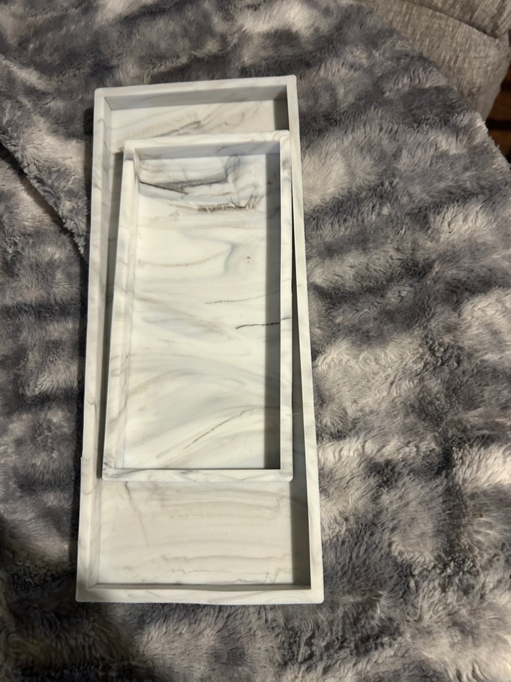 Amazon White Marble-Effect Vanity Tray Set
